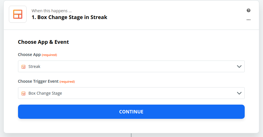 Zapier Streak connection