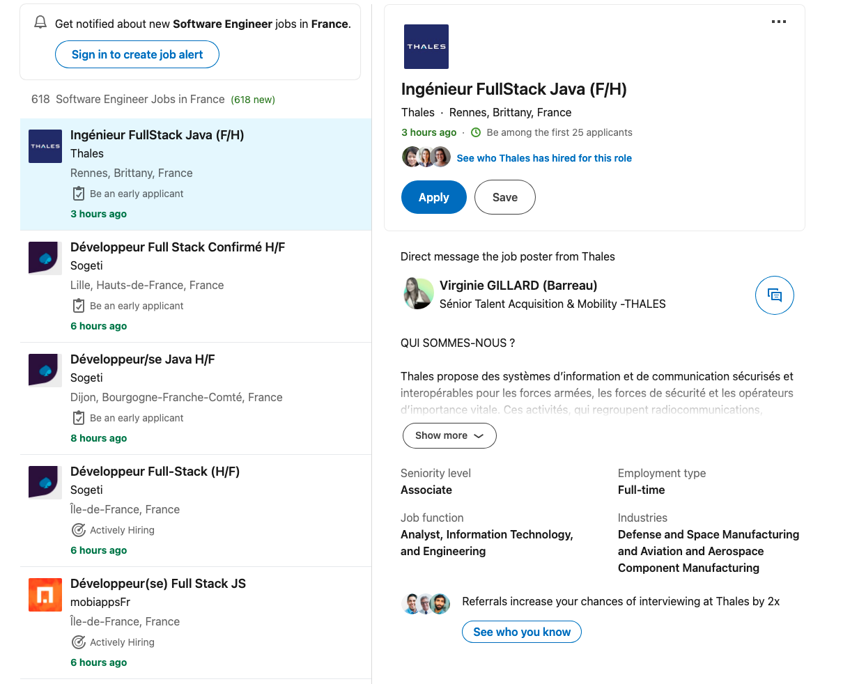 LinkedIn Job Search Interface