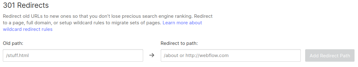 Webflow Redirect Interface
